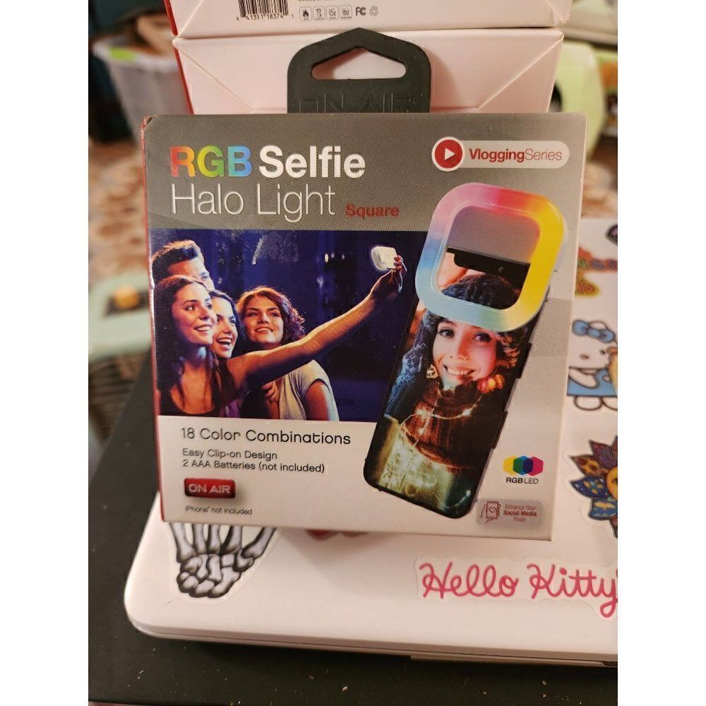 New! RGB Selfie Ring Light ~  SQUARE SHAPED ~ 18 Color Combinations Cell Phone L